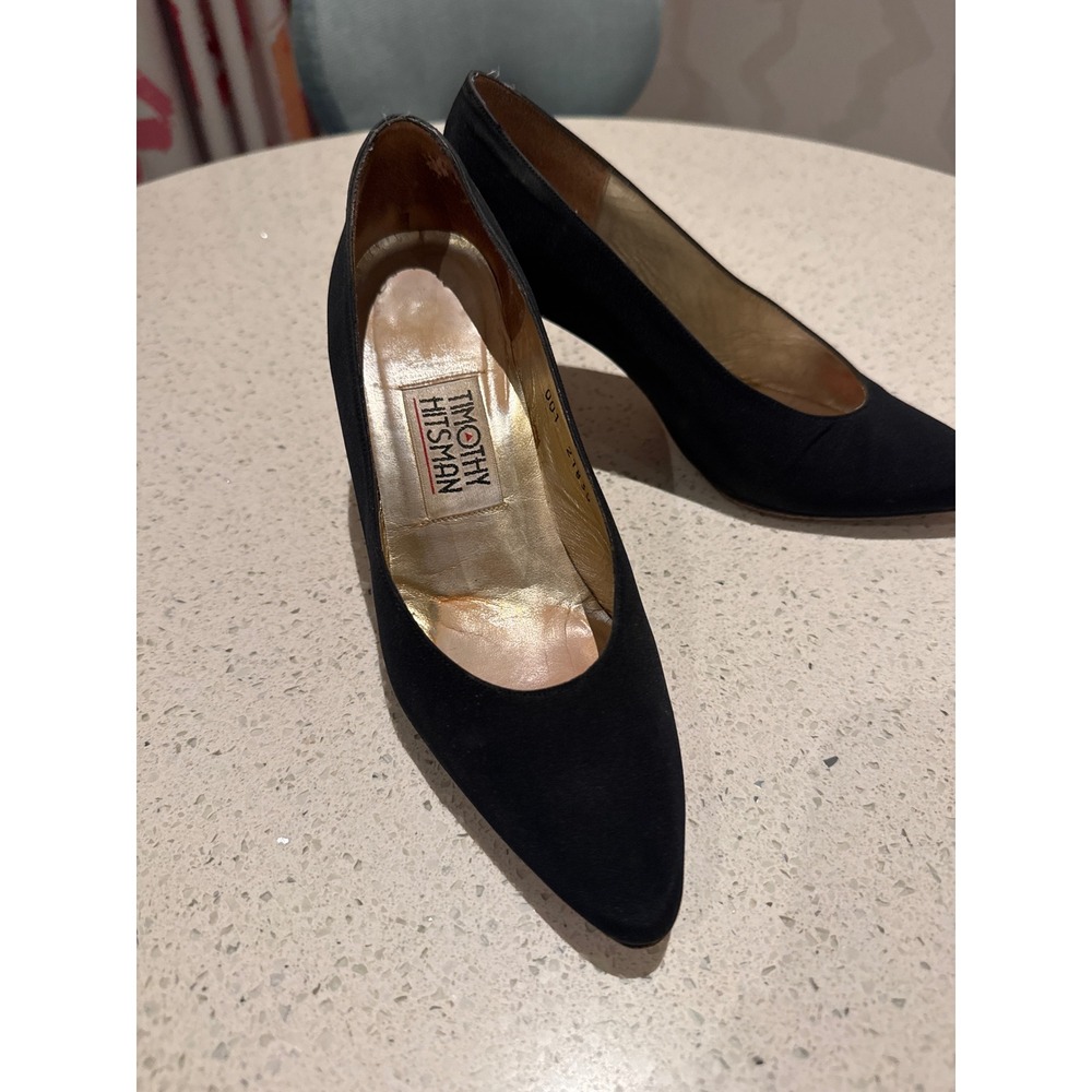 Timothy Hitsman Vintage Black Pumps Gold Star Studded Heels Size 6.5 24308 - Picture 2 of 7